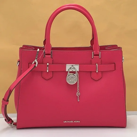 MICHAEL KORS HAMILTON MEDIUM SATCHEL   COLOR: Electric Pink  NWT - Picture 4 of 16